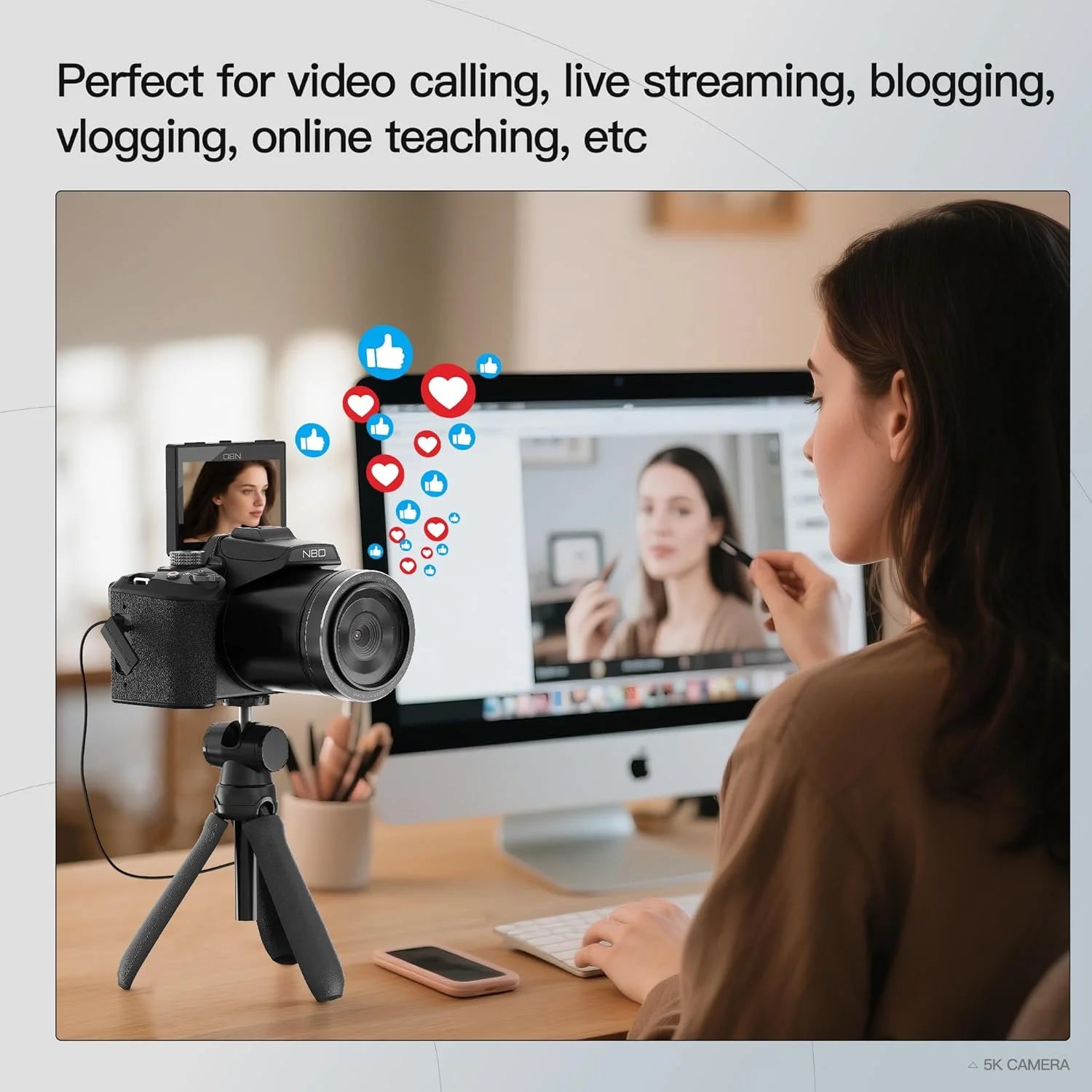 Digital Camera for Photography,4K 64MP Video Camera with 16X Digital Zoom and 32GB SD Card Black