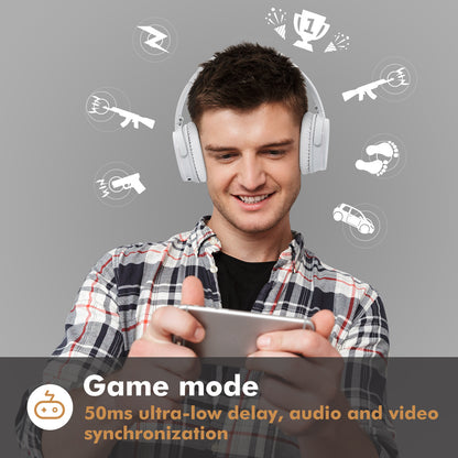 NC25 Active Noise Cancelling Headphones Bluetooth 5.3, Over-Ear with ANC ,Mic,50H Playtime, Voice Assistant