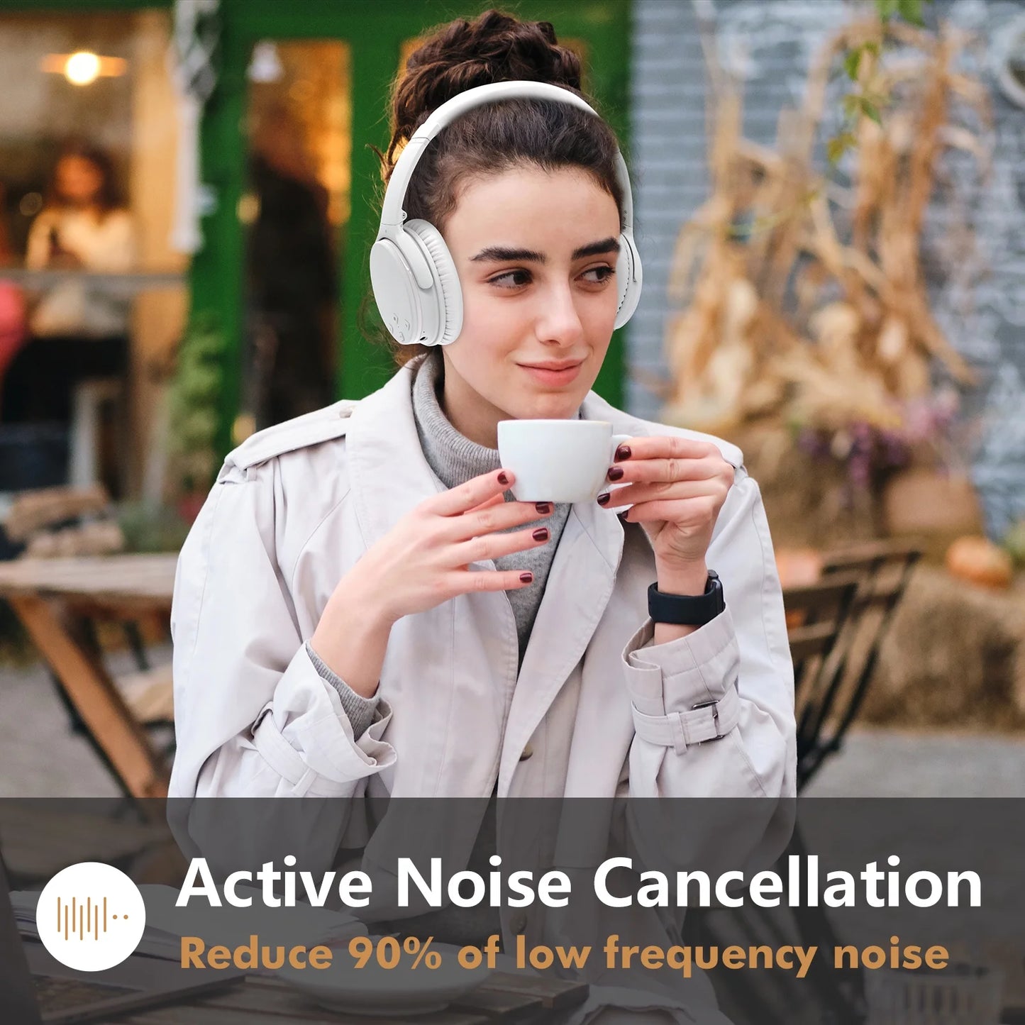 NC25 Active Noise Cancelling Headphones Bluetooth 5.3, Over-Ear with ANC ,Mic,50H Playtime, Voice Assistant